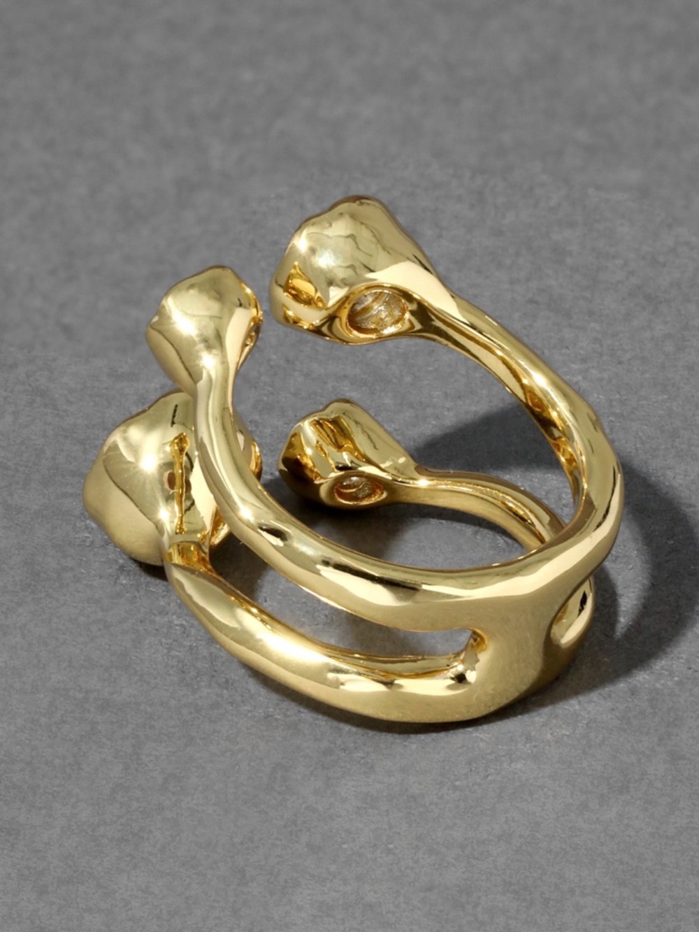 ALEXIS BITTAR Asterales Gold Open Ring Size 7 Clear C Z MY15 - Picture 3 of 8